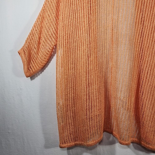 Chicos 2 pc. Open Cardigan Sweater Tank Sz 2-3 Melon Orange Loose Crochet Knit - Picture 10 of 22