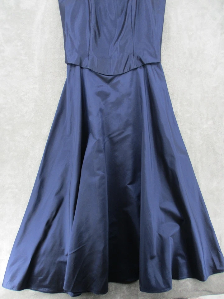 Vestido JS Collections 16 Vestido Tafetán Cintura Caída Línea A Boda HOCO Baile de graduación Azul Marino Foto 4 de 4