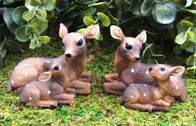 Miniature Dollhouse Fairy Garden Doe & Fawn Deer Set of 2 - Buy 3 Save $5