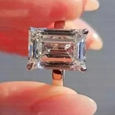 5.00CTW Emerald Cut D VVS1 Moissanite Halo Engagement Ring 14k White Gold Plated