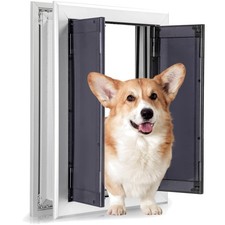 Sliver Pet Door with Panels, Aluminum Dog Door with Automatic Closing Magneti...