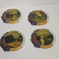 Golf Theme Round Resin Coaster Set, Multicolor, 4-Pack 4 Coasters