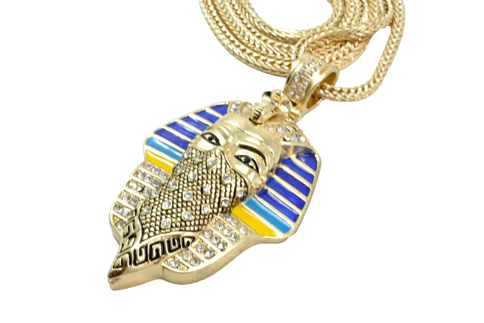 Pingente feminino hip hop grande ouro Egito mascarado corrente Franco 36 polegadas - Imagem 4 de 4