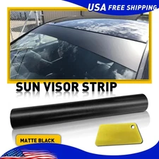 Universal Windshield Banner Matte Black Vinyl Decal Sun Visor Strip 60"x10" K