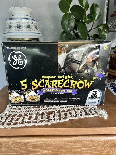 Vintage GE Set Of 5 Halloween Scarecrow String Lights 1990s Spooky Vibe