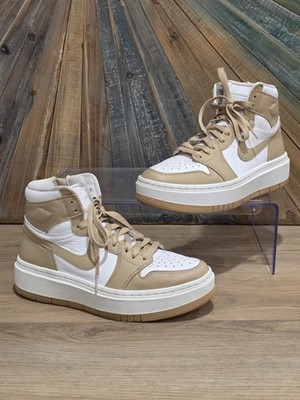 Nike Air Jordan 1 Elevate High Platform Sneakers Tan White Women s 9.5