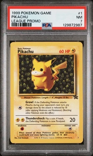 1999 POKEMON LEAGUE PROMO #1 PIKACHU PSA 7