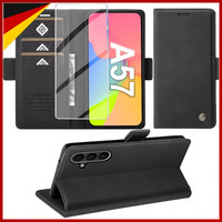 HandyhüLle Pu Leder Wallet Flip Case Schwarz Mit Standfunktion FüR A57
