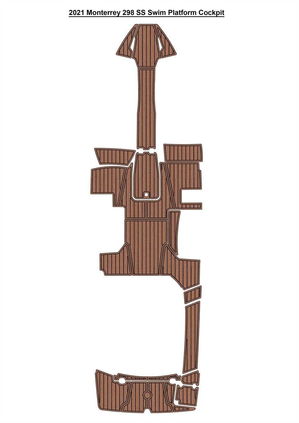 2021 Monterey 298 SS Swim Platform Cockpit Boat EVA Faux Teak Deck Floor Mat