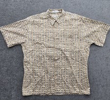 Pierre Cardin Mens XL Geometric Button Up Shirt 100 Cotton Short Sleeve Casual