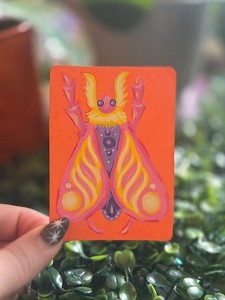 ACEO Original Rosy Pink Moth Acrylic Painting Bug Art 7/16 Signed by Ziggy Sands