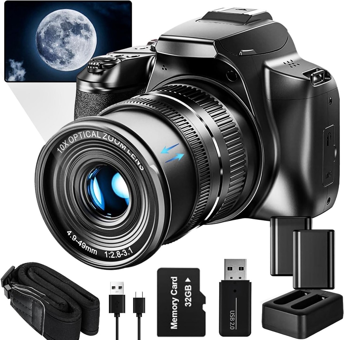 Digital Camera, 64MP&40 X Zoom Cameras for Photography Video,4K