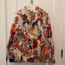 Chico s Ladies Blazer with Flowers. Multi-Colored. Size 3
