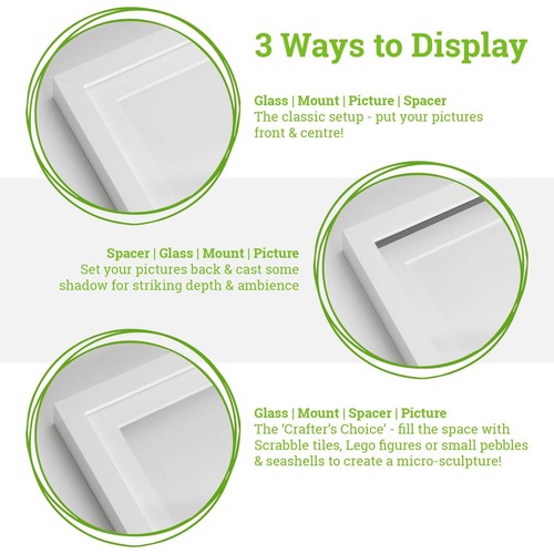 5x Shadow Box Frames 3D Picture Photo 5 x 7" with 4 x 6" Mount Light Wood/White - Picture 3 of 6