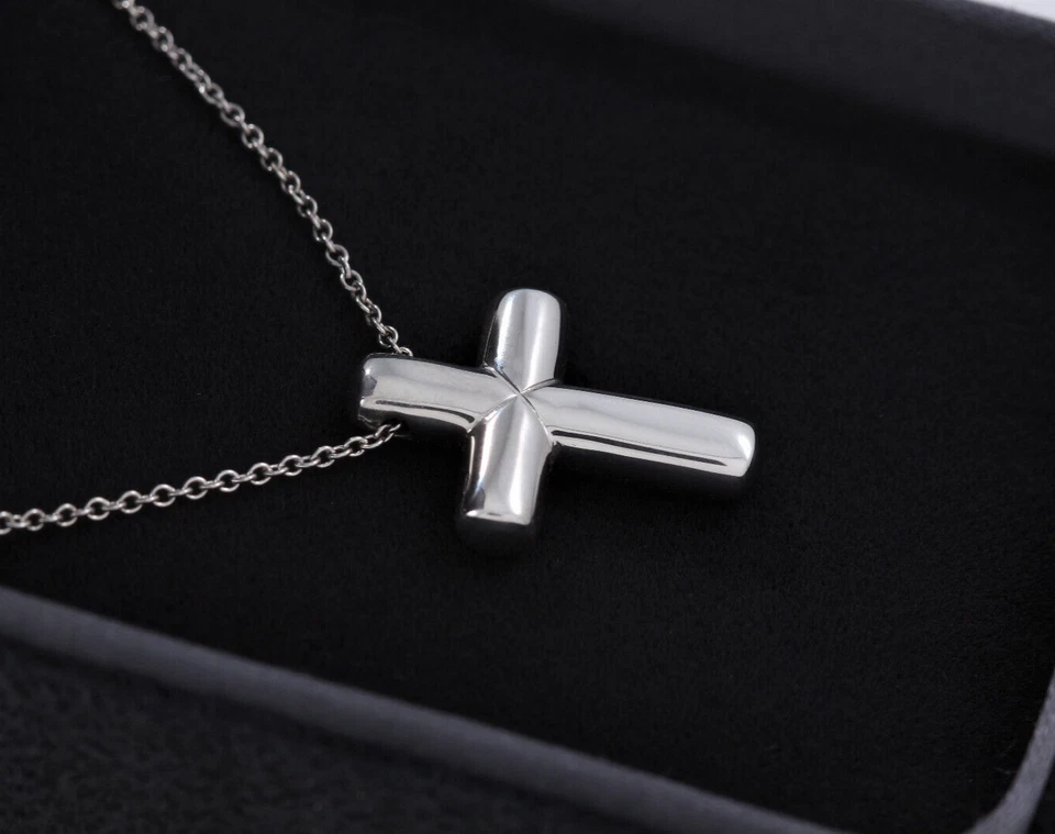 Tiffany & Co Diamond Platinum Etoile Cross Pendant 16.75" Necklace in Box Pouch - Image 4 of 4