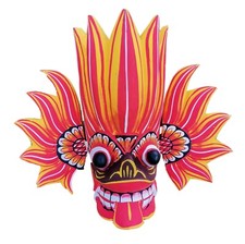 Hand Carved Wood Wall Hanging Decor Elegant Traditional Sri Lankan Cobra Mask