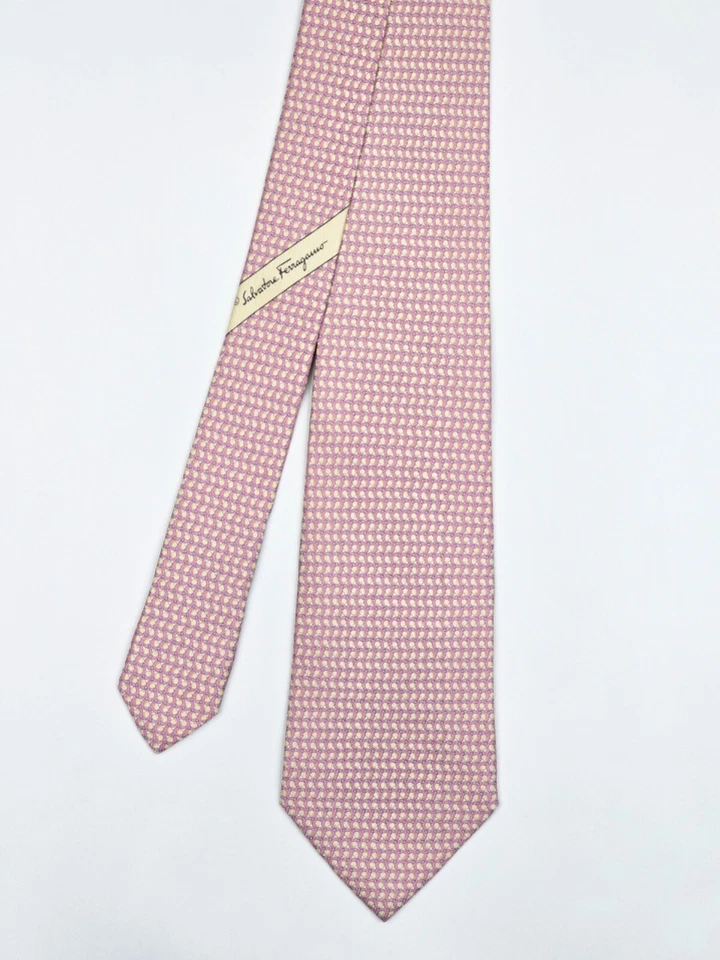 Corbata Salvatore Ferragamo con estampado de tenis de mesa rosa seda ancho 3/8" Foto 2 de 4