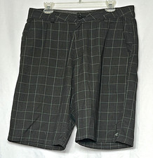 O'Neill Dark Gray Plaid Poly/Viscose Shorts 34