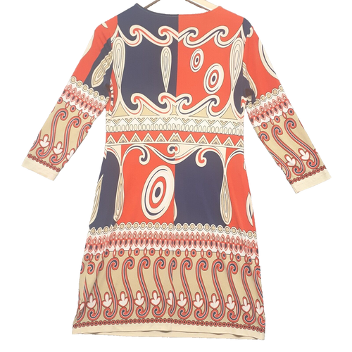 Ali Ro Anthropologie Womens Dress 4 Blue Orange Funky Mod Retro Vintage - Picture 8 of 9