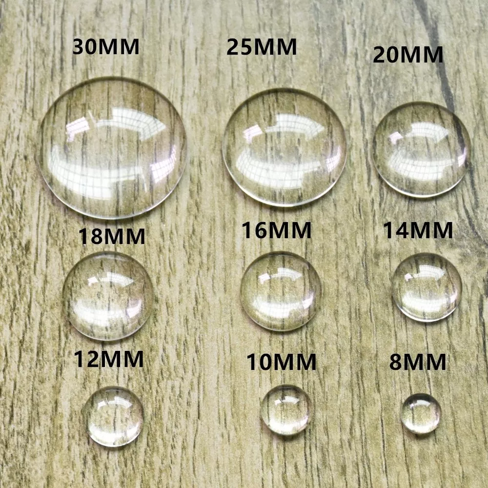 Bulk! Clear Glass Round Domed Cabochon 8/10/12/14/16/18/20/25/30MM DIY  Craft