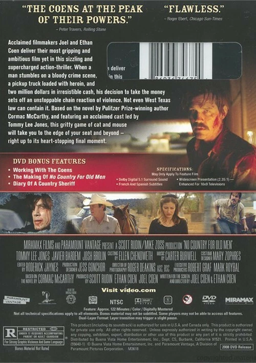 NO COUNTRY FOR OLD MEN - Brand NEW & Sealed DVD with Slipcover - - Coen Brothers - Image 2 of 2