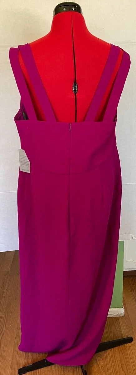 Side ruched double clearance strap crepe gown xscape