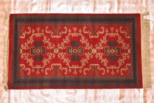 2.6x4 Hand Knotted Afghan Oriental Decorative Red Colour Traditional rug - Picture 3 of 6
