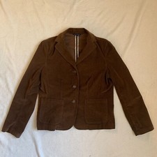 Lands End Blazer Jacket Brown Corduroy Three Button Front Pockets 12
