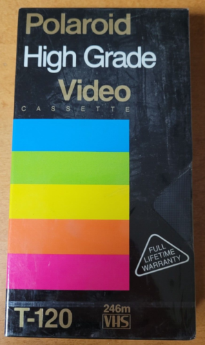 Bande cassette vidéo VHS vierge Polaroid haute qualité T-120 neuve scellée 1989 - Photo 1/2