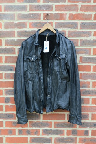 All Saints Mens LORRIMER Leather Shirt 