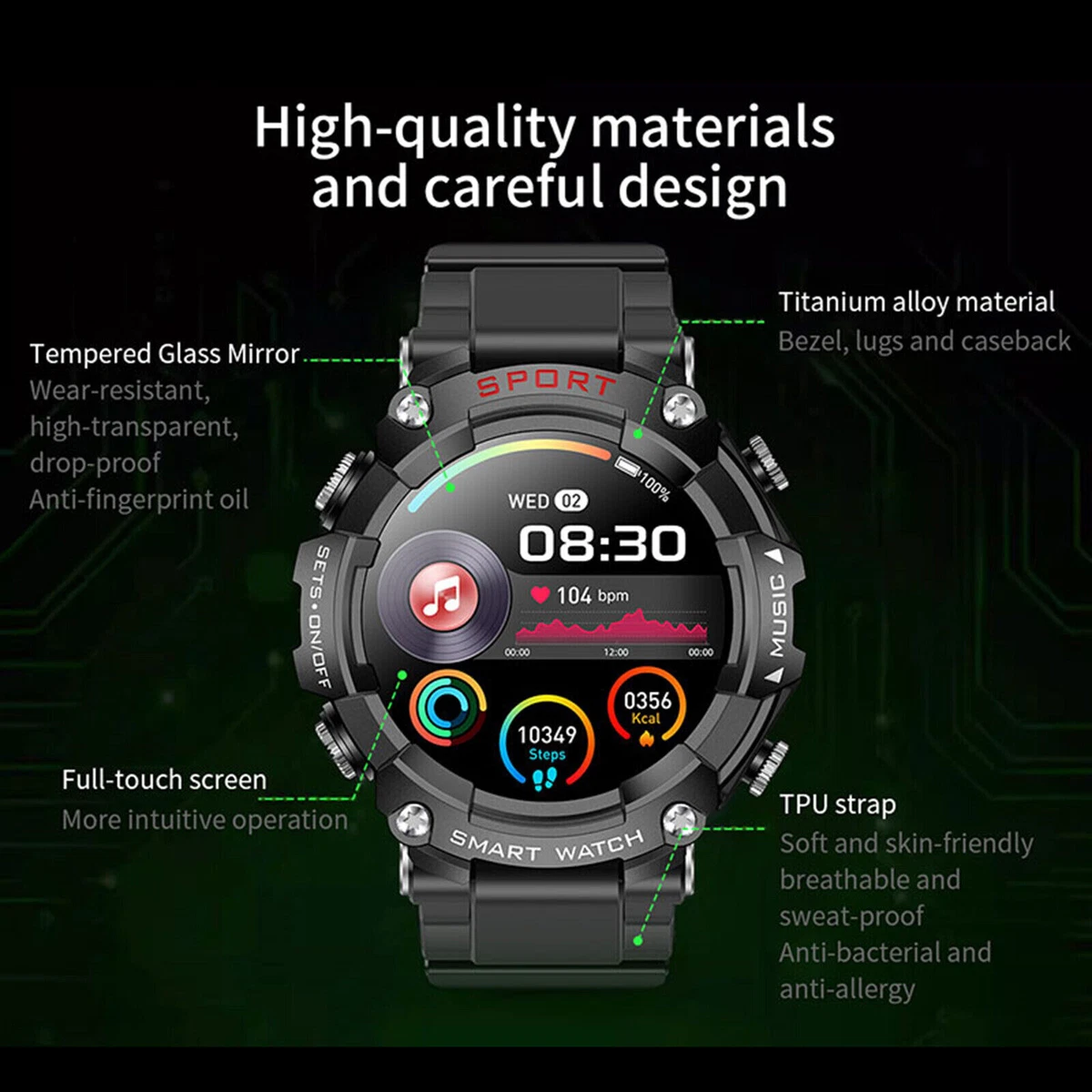 Heart rate steps clearance bt dial smartwatch