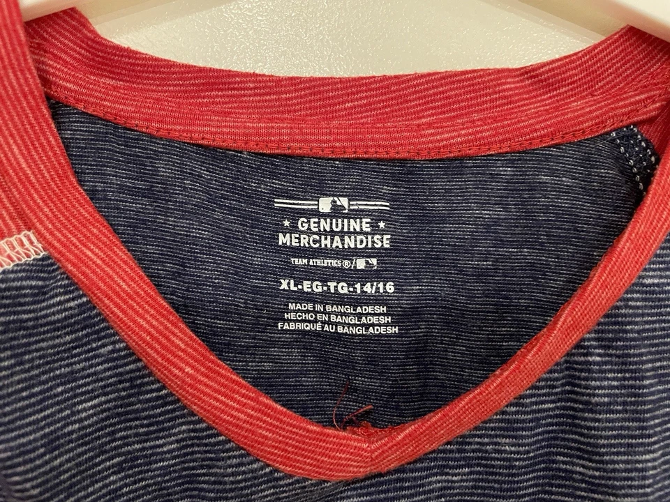 Mercancía Genuina Niños Niñas Béisbol Medias Rojas de Boston Camiseta Cuello en V Azul Marino 14/16 Foto 2 de 4