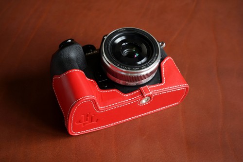 Real Leather Half Camera Case Bag Cover for Olympus OM-D E-M1 Mark II III - Picture 6 of 45