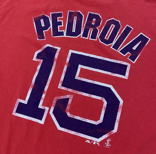 Dustin Pedroia T-Shirt Jersey Boston Red Sox Majestic Sz XL MLB Baseball Adult - Picture 5 of 9