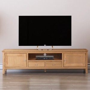 Long Oak Tv Stand Low Media Cabinet Large Entertainment Table