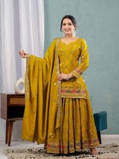 Indian Salwar Kameez Pakistani Wedding Wear Bollywood Top Sharara Suit Dress