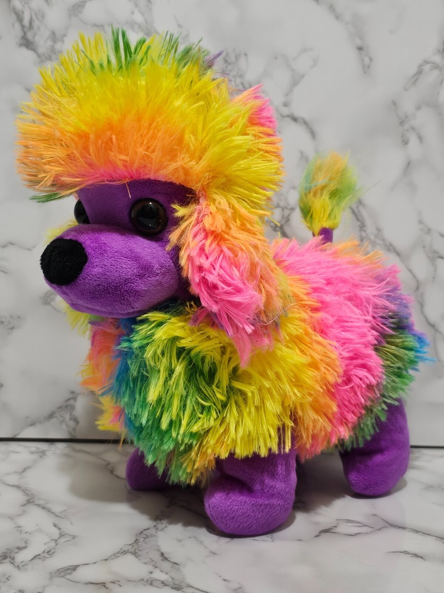 Poodle Puppy Dog Purple Rainbow Tie Dye Fur Stuffed Animal Plush