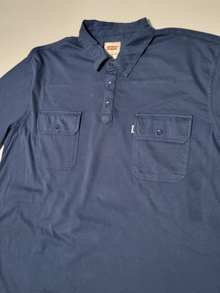 (#4) Levis Pullover Collared Long Sleeve Shirt Men’s XXXL Blue Levi Strauss - Image 4 of 4