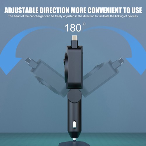 3in 1 45W Retractable Car Charger USB Type-C Cable For Phone Fast Charge Adapter - Picture 11 of 14
