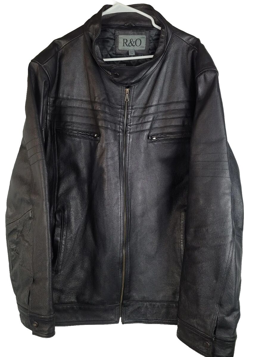R&O Mens Size 3XLT 100% Leather Jacket Coat Black *Body R&O Mens Size 3XLT 100% Leather Jacket Coat Black *Body