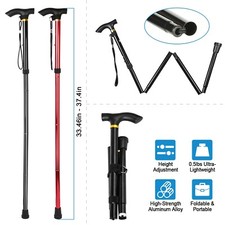 Aluminum Metal Walking Stick Easy Adjustable Folding Collapsible Travel Cane Lot