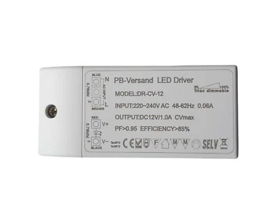 PB-VERSAND® Mini transformador LED regulable 1-12 vatios 12V DC TRIAC regulador fuente de alimentación controlador regulable