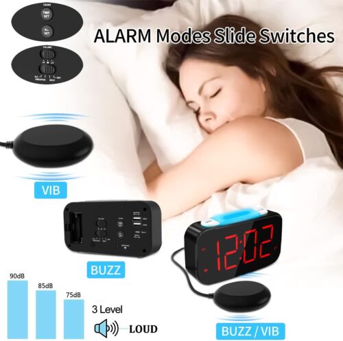 Extra Loud Alarm Clock with Bed Shaker Vibrating Alarm Clock for Heavy Sleepers - Picture 1 of 9