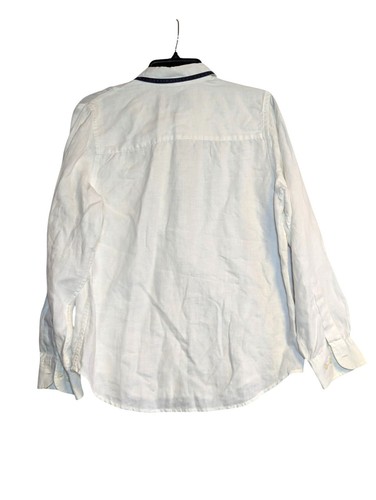 Polo Ralph Lauren Mens White Linen Button-Down Shirt With Contrast Trim & Pocket - Picture 7 of 7