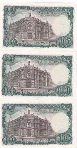 CRBS2146 TRIO CORRELATIVO BILLETES ESPAÑA 1000 PESETAS 1971 MBC+ - Bild 2 von 2