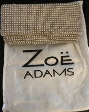 Zoe Adams Crystal Embellished Clutch Evening Purse With Silver Chain Strap