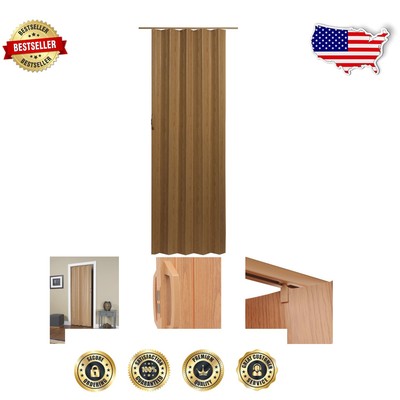 Versatile Oak Vinyl Accordion Door- Pre-assembled & Adjustable 24-36x80 Inch