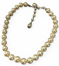 Vintage 50s 60s Japan 9mm Glass Faux Pearls Knotted Classic Collar Necklace