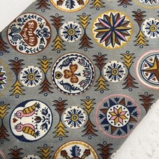 Handmade Tie Folk Vintage Design Birds Grey Pink Unique Whimsical AOP Short