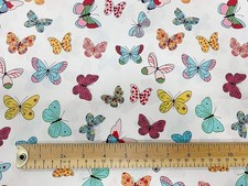 Multi Coloured Butterflies Cotton Fabric Rose Hubble Butterfly Kids Crafts 110cm